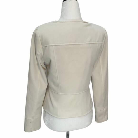 𝅺xxi💐white Cropped Lined Jacket Zippered Front Cropped Size S - Picture 5 of 8